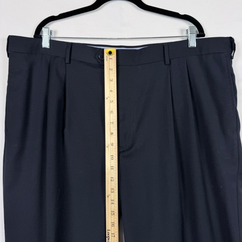 Roundtree & Yorke Lotx2 Dress Pants Black Navy 42x32 Pleated Cuffed Professional - Picture 14 of 15